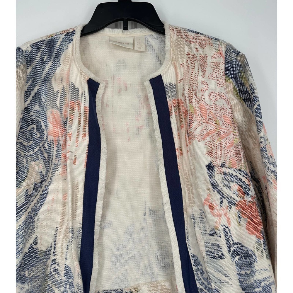 Chico’s Watercolor-Print Textured Jacket women’s size M - Picture 4 of 9